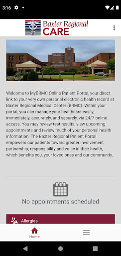 Android application Baxter Regional CARE screenshort