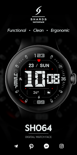 Android application SH064 Watch Face, WearOS watch screenshort