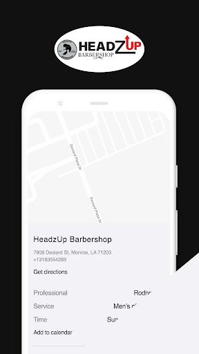 Android application HeadzUp Barbershop screenshort