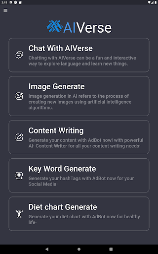 Screenshot of AI Verse