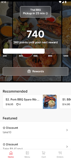 Android application Thai Original BBQ & Restaurant screenshort