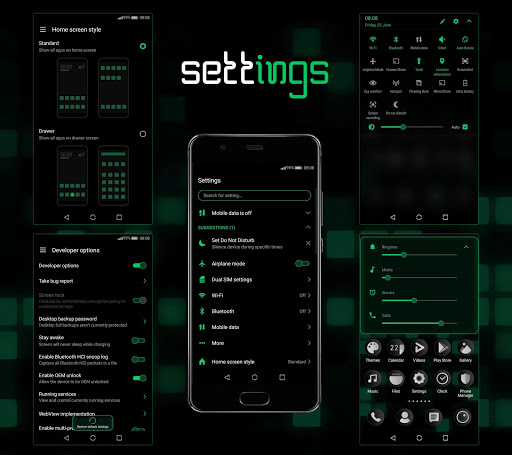 [EMUI5/8/9]MosaicGreen Theme Screen 2