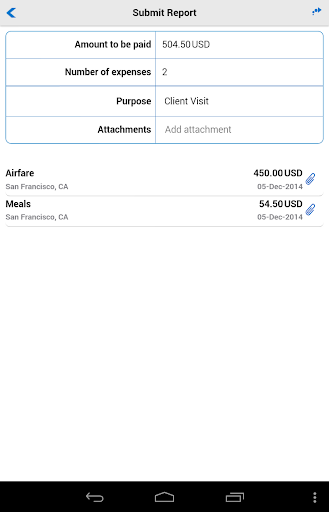 Screenshot of Oracle Fusion Expenses
