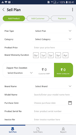 Android application Zopper VAS Plans screenshort