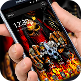 3d hell fire guns skull graffiti theme icon