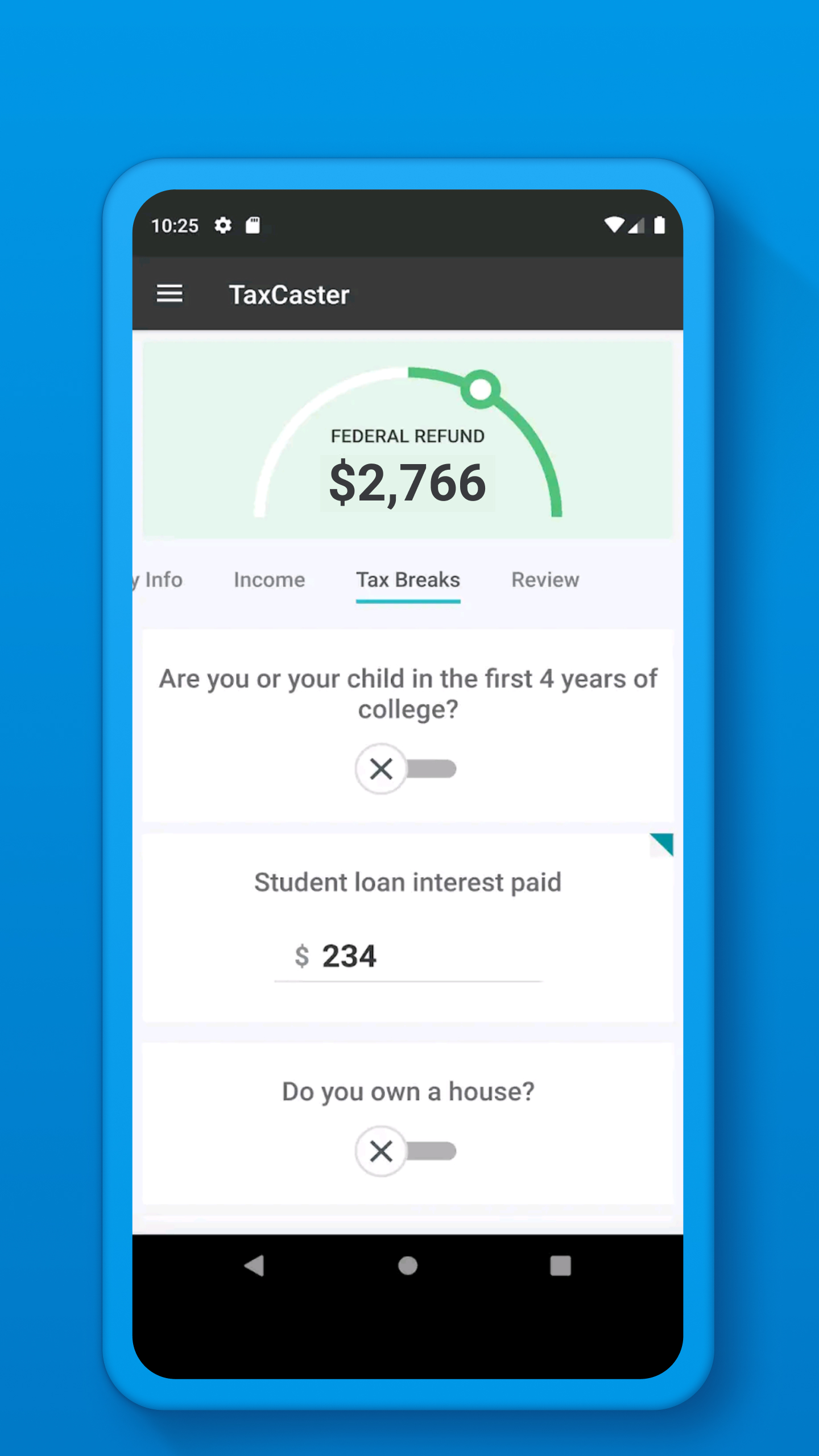 Android application TaxCaster by TurboTax screenshort