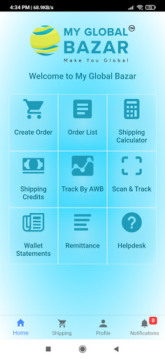 Android application Myglobalbazar screenshort