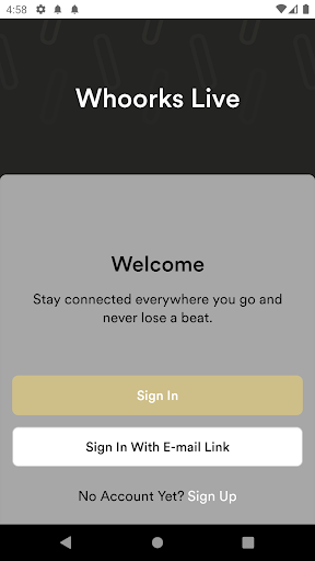 Android application Whoorks Live screenshort