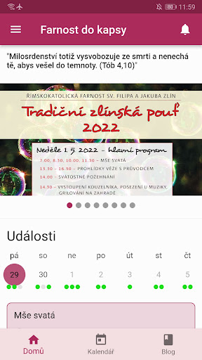 Android application Farnost do kapsy screenshort
