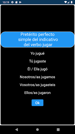 Android application Verbos en español screenshort