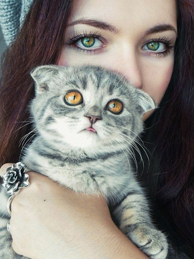 صور  بنات مع قطط