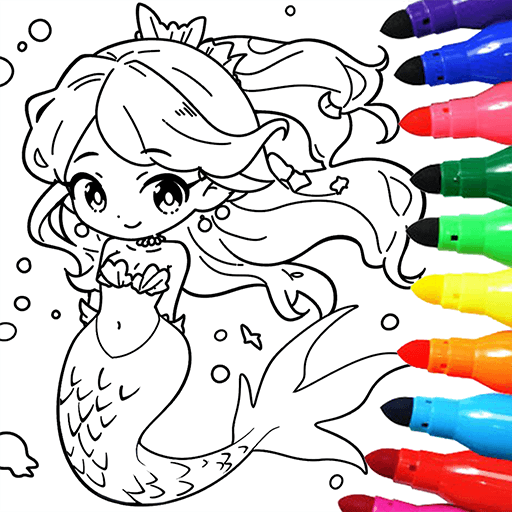 Mermaid Coloring:Mermaid games  Icon