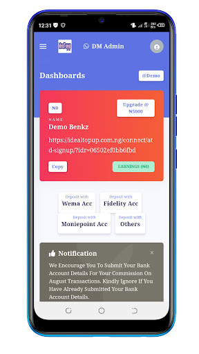 IDEALTOPUP Screen 2