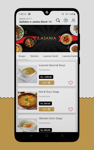 Android application Lasania Restaurant screenshort