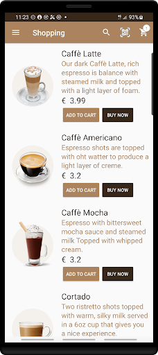 Android application MSPCoffeApp screenshort