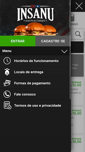 Android application Insanu American Burger screenshort