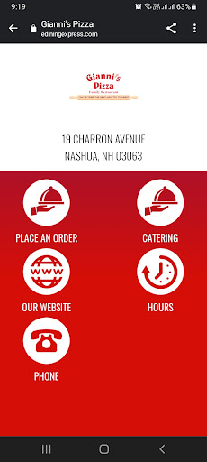 Android application Gianni’s Pizza screenshort