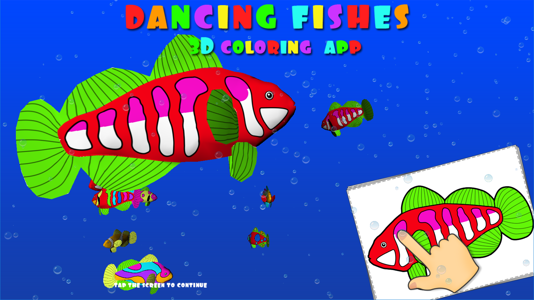 Android application Dancing fishes 3D Coloring App screenshort