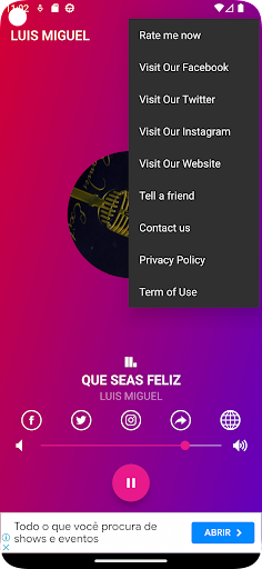 Android application WebRádio Luis Miguel screenshort