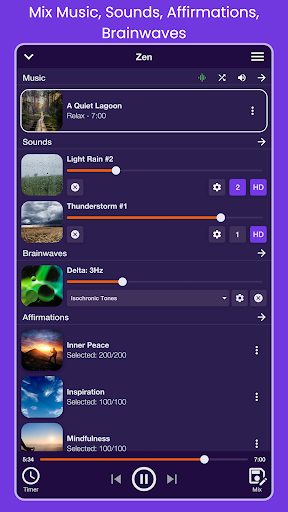 Screenshot of ReliefMix Affirmations & Sound