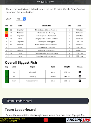 Angling LIVE Screen 2