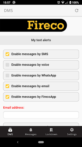 Android application Fireco InSite screenshort