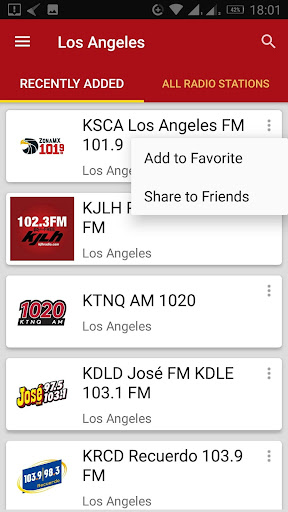Android application Los Angeles Radio Stations screenshort