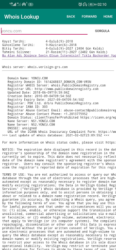 Whois Lookup Screen 3