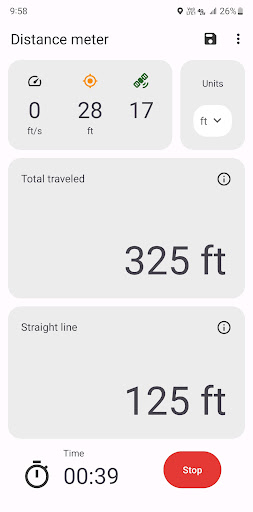 Distance meter Screen 2