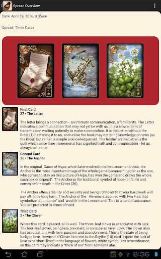 Screenshot of Gilded Reverie Lenormand