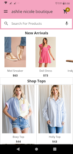 Android application ashlie nicole boutique screenshort