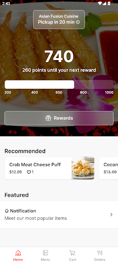 Android application Asian Fusion Cuisine screenshort