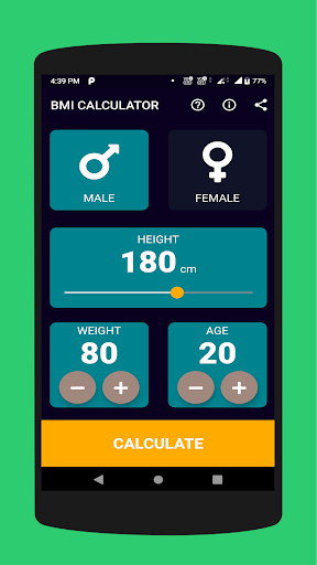 Android application BMI Calculator screenshort