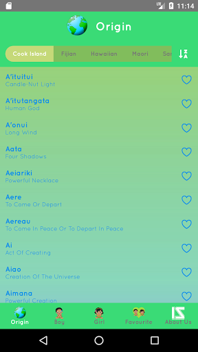 Android application Polynesian Baby Names screenshort