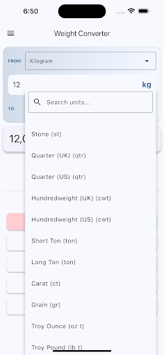 Weight Converter ekran görüntüsü