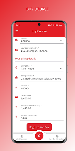 CADD Centre - Student App Screen 3