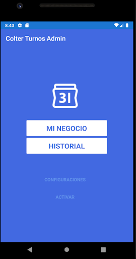 Android application COLTER TURNOS ADMIN screenshort