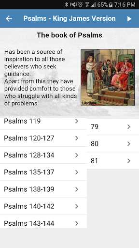 Android application Psalms - King James Version (A screenshort