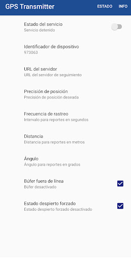 Android application GPS Transmitter V3 screenshort