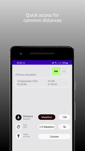 Pace Calculator Screen 2