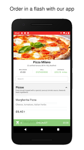 Android application Pizza Milano screenshort