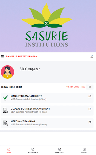 SASURIE Institutions Screen 2