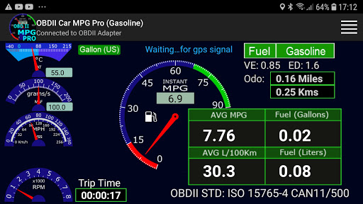 OBDII Car MPG Pro (Gasoline) Screen 2