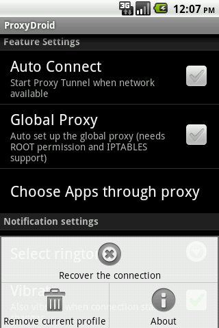 Android application ProxyDroid screenshort