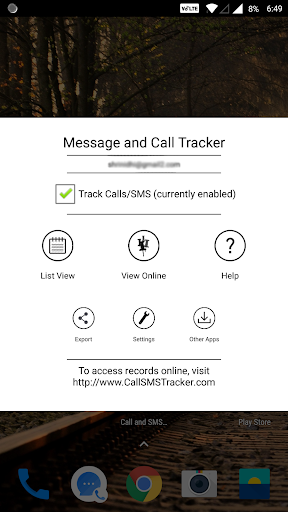 Android application Message and Call Tracker screenshort