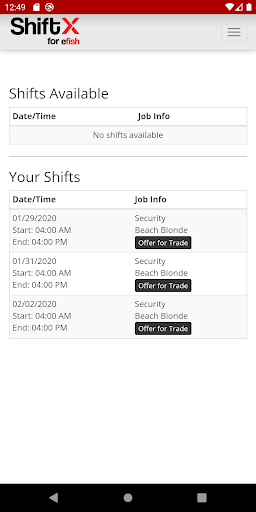 Android application ShiftX screenshort