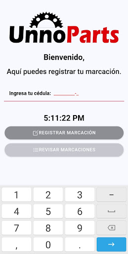 Android application Marcación Unnoparts screenshort
