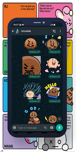 Android application Shooky BT21 Animated WASticker screenshort