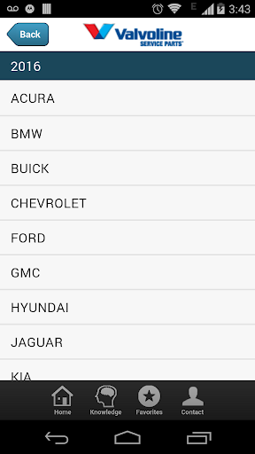Filter and Wiper Part Lookup Screen 2