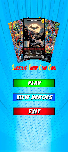 Android application Superhero Trump Card Game screenshort